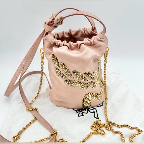 New MCM Pink Embellished Bucket Bag
